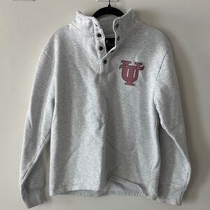 League Gray Cowl Neck Sweater with Red Accents